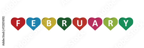3d render hearts with text in February vintage background