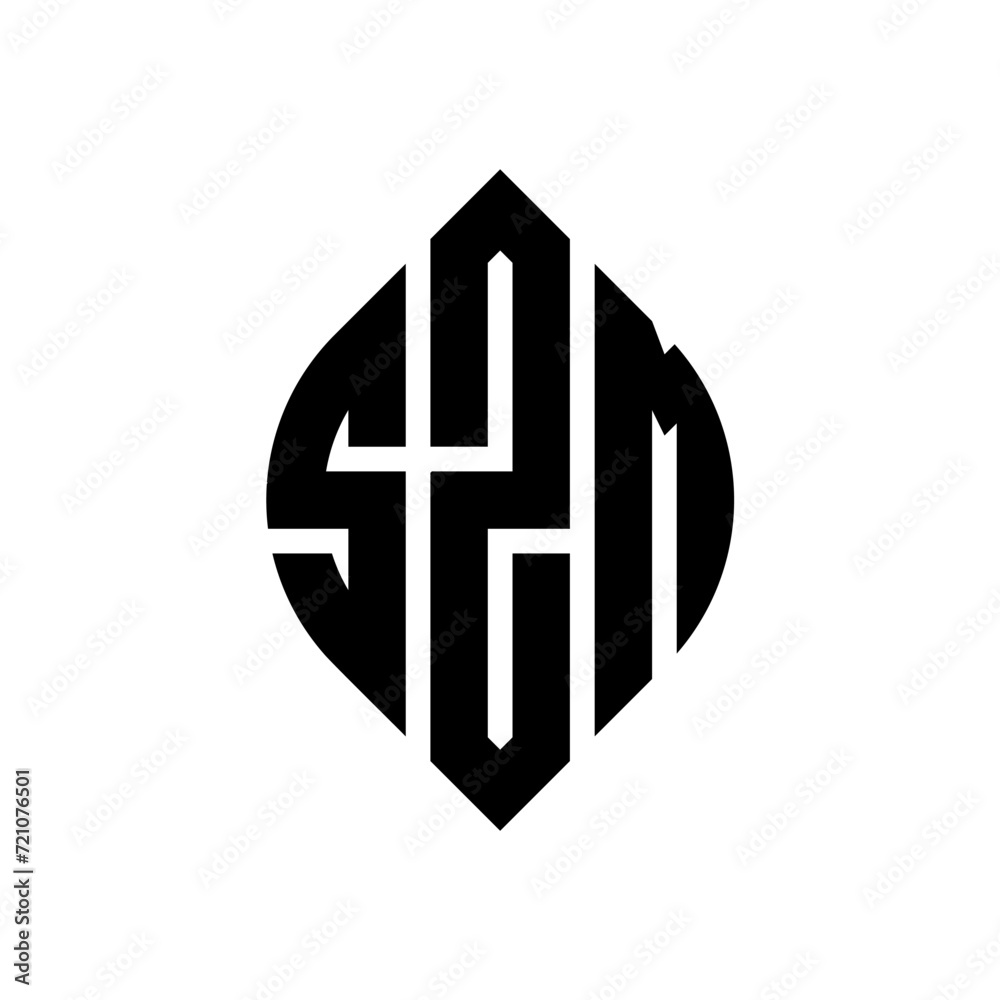 SZM circle letter logo design with circle and ellipse shape. SZM ellipse letters with typographic style. The three initials form a circle logo. SZM circle emblem abstract monogram letter mark vector. SZM circle letter logo design with circle and ellipse shape. SZM ellipse letters with typographic style. The three initials form a circle logo. SZM circle emblem abstract monogram letter mark vector.