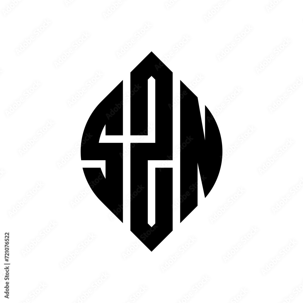 SZN circle letter logo design with circle and ellipse shape. SZN ellipse letters with typographic style. The three initials form a circle logo. SZN circle emblem abstract monogram letter mark vector. SZN circle letter logo design with circle and ellipse shape. SZN ellipse letters with typographic style. The three initials form a circle logo. SZN circle emblem abstract monogram letter mark vector.