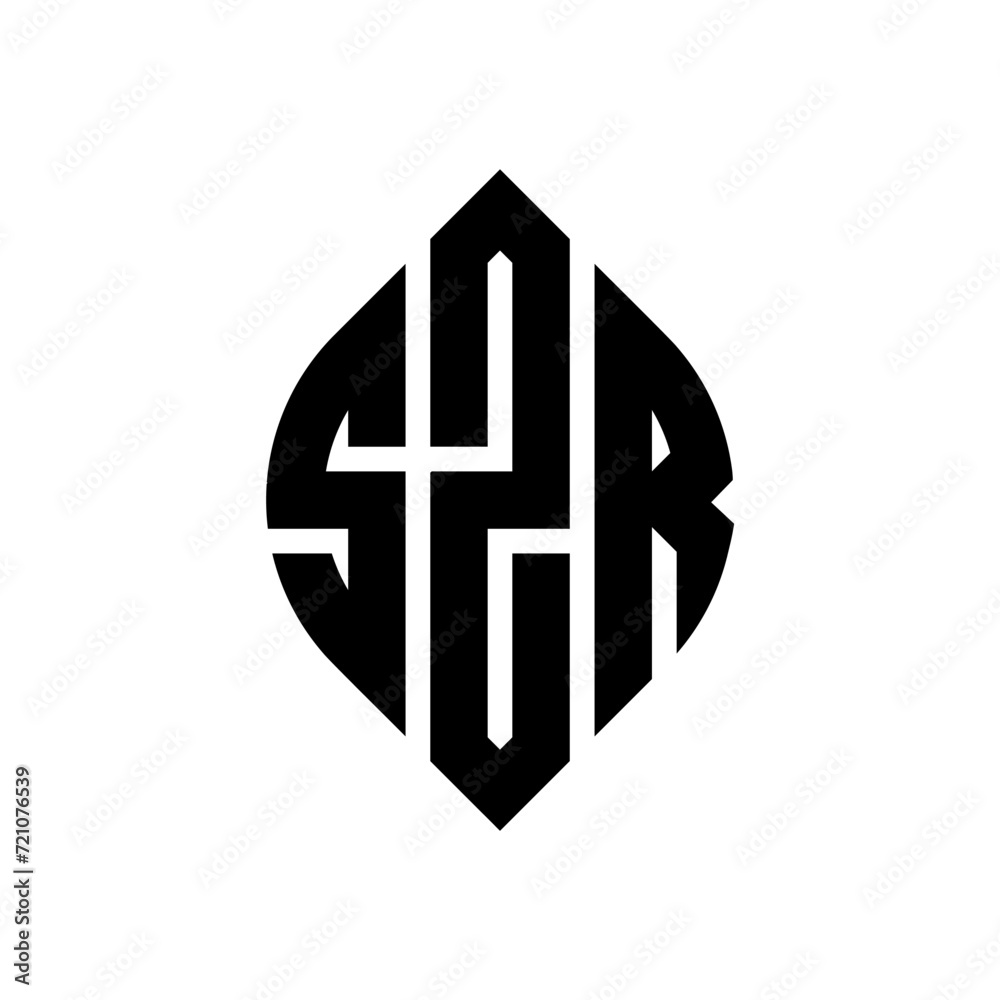 SZR circle letter logo design with circle and ellipse shape. SZR ellipse letters with typographic style. The three initials form a circle logo. SZR circle emblem abstract monogram letter mark vector. SZR circle letter logo design with circle and ellipse shape. SZR ellipse letters with typographic style. The three initials form a circle logo. SZR circle emblem abstract monogram letter mark vector.