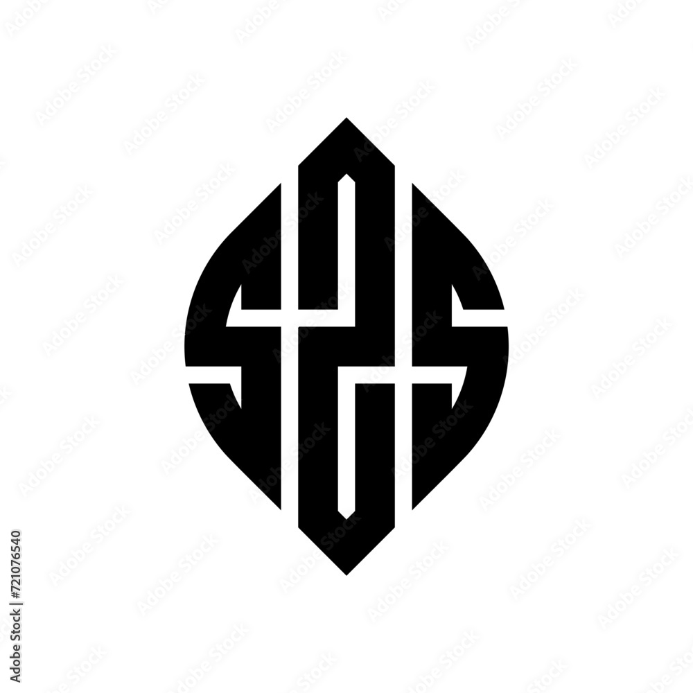 SZS circle letter logo design with circle and ellipse shape. SZS ellipse letters with typographic style. The three initials form a circle logo. SZS circle emblem abstract monogram letter mark vector.