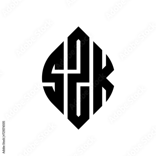 SZK circle letter logo design with circle and ellipse shape. SZK ellipse letters with typographic style. The three initials form a circle logo. SZK circle emblem abstract monogram letter mark vector. photo