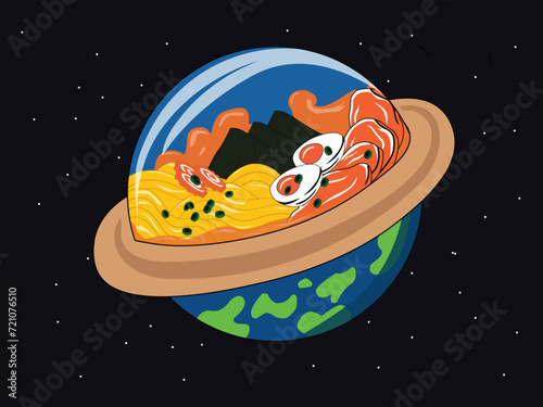 Intergalactis Ramen. Vector Planet Ramen