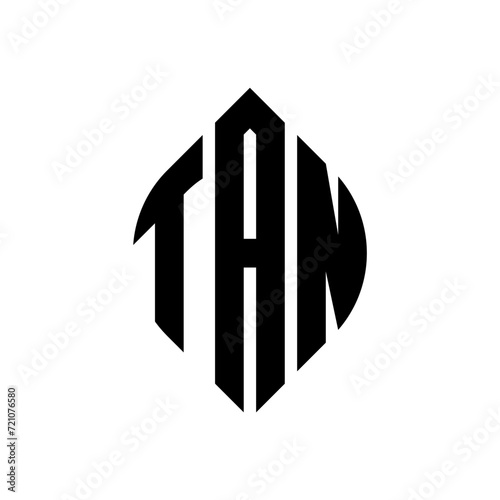 TAN circle letter logo design with circle and ellipse shape. TAN ellipse letters with typographic style. The three initials form a circle logo. TAN circle emblem abstract monogram letter mark vector.