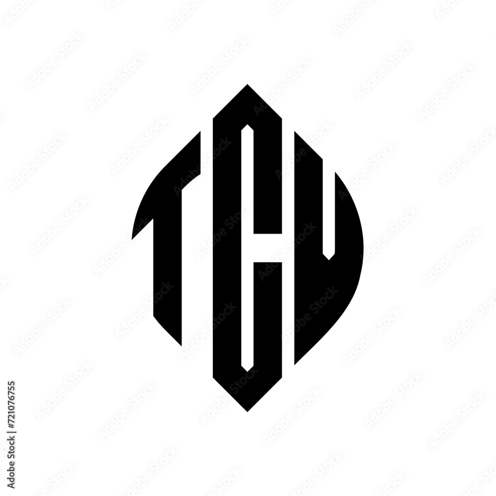 TCV circle letter logo design with circle and ellipse shape. TCV ellipse letters with typographic style. The three initials form a circle logo. TCV circle emblem abstract monogram letter mark vector. TCV circle letter logo design with circle and ellipse shape. TCV ellipse letters with typographic style. The three initials form a circle logo. TCV circle emblem abstract monogram letter mark vector.