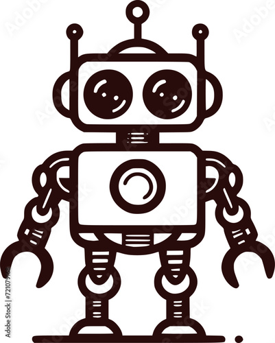 Vector Robot Retro Line Art: Classic Graphic Design with a Futuristic Twist