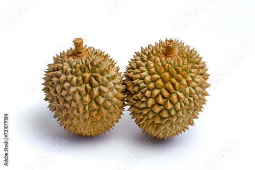 Durian fruit in isolated white background, buah durian di latar belakang warna putih 