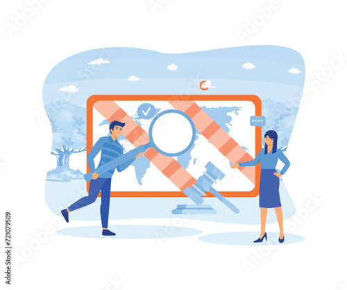 Sanctions and export bans economic or political penalties conflict with international business restrictions. flat vector modern illustration  photo