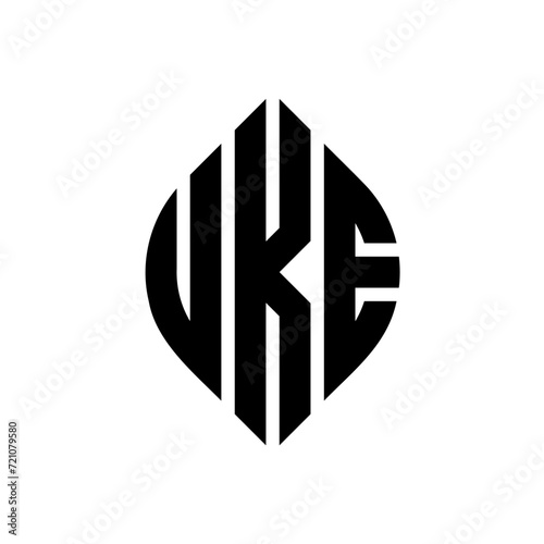 UKE circle letter logo design with circle and ellipse shape. UKE ellipse letters with typographic style. The three initials form a circle logo. UKE circle emblem abstract monogram letter mark vector. photo