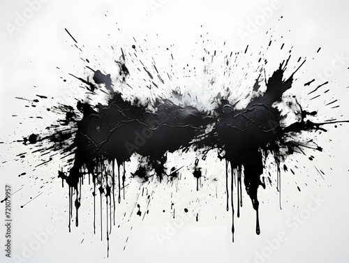 Distressed Grunge Black Ink Stain on White Background