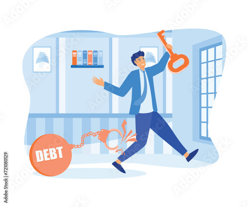  Debt free or freedom for pay off debts, loan or mortgage, solution to solve financial problem. flat vector modern illustration 