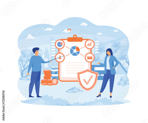 Tax refund concept. Tax declaration approved. Idea of accounting and payment. Financial bill. flat vector modern illustration 