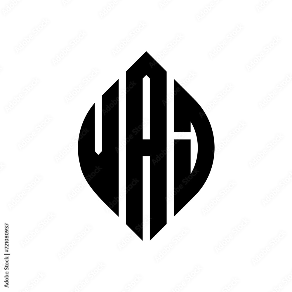 VAJ circle letter logo design with circle and ellipse shape. VAJ ellipse letters with typographic style. The three initials form a circle logo. VAJ circle emblem abstract monogram letter mark vector. VAJ circle letter logo design with circle and ellipse shape. VAJ ellipse letters with typographic style. The three initials form a circle logo. VAJ circle emblem abstract monogram letter mark vector.