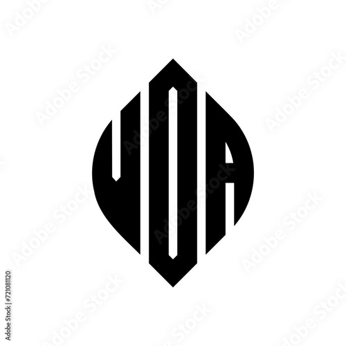 VDA circle letter logo design with circle and ellipse shape. VDA ellipse letters with typographic style. The three initials form a circle logo. VDA circle emblem abstract monogram letter mark vector. photo