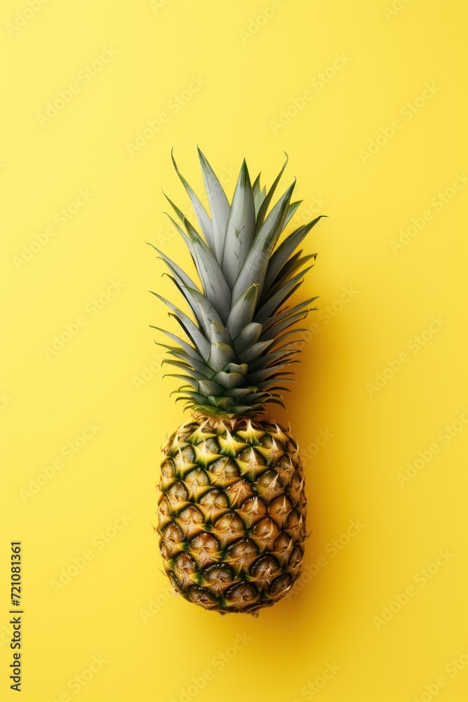 Vibrant Yellow Pineapple on Colorful Background AI Generated