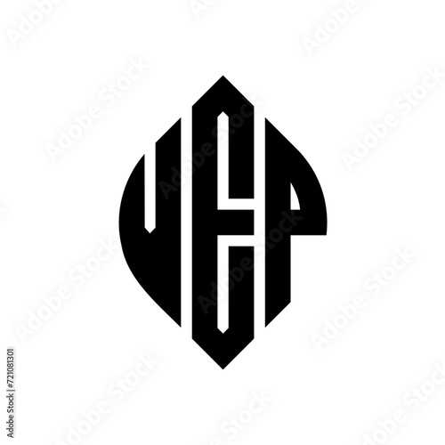 VEP circle letter logo design with circle and ellipse shape. VEP ellipse letters with typographic style. The three initials form a circle logo. VEP circle emblem abstract monogram letter mark vector. photo