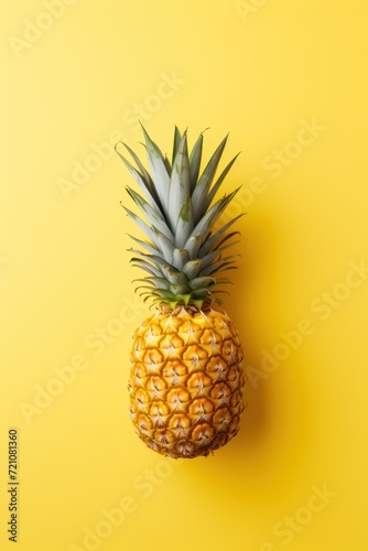 Vibrant Yellow Pineapple on Colorful Background AI Generated