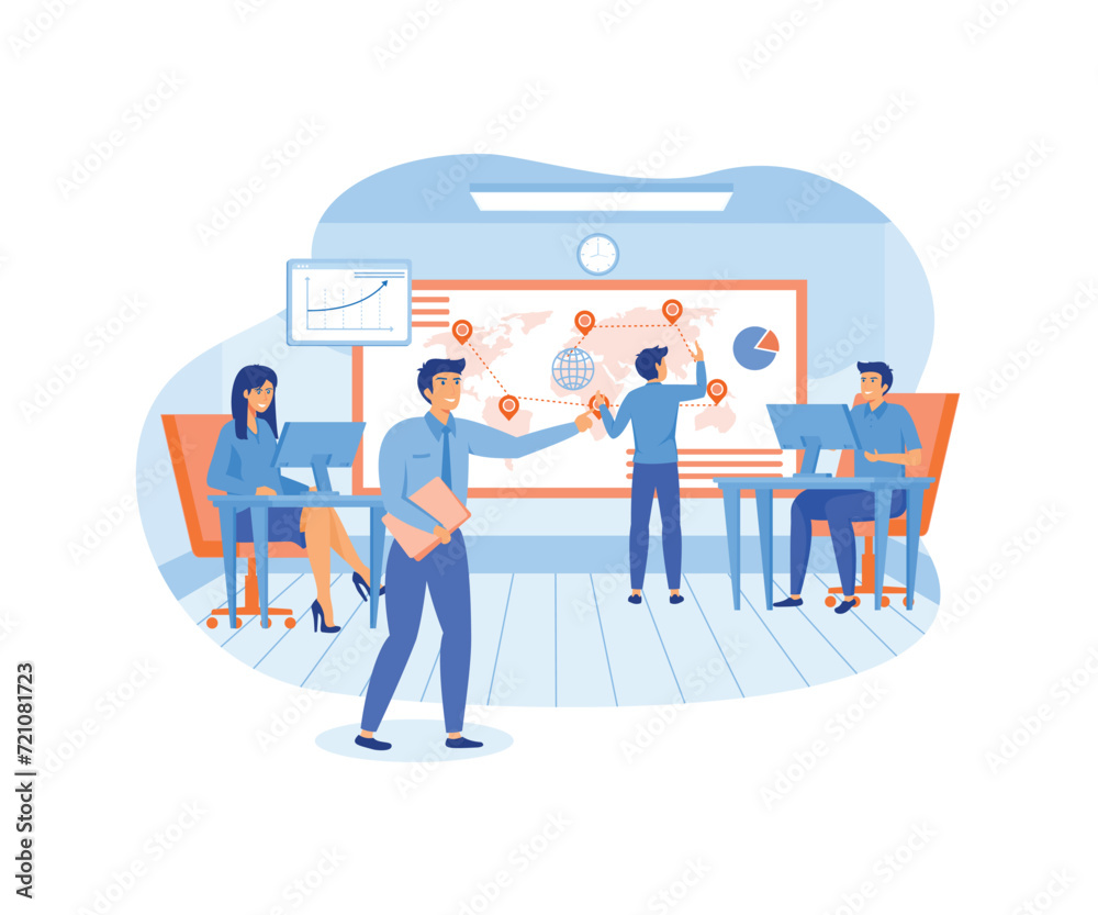 A group of people characters are thinking about an idea. prepare a business project to start. career rise to success. flat vector modern illustration A group of people characters are thinking about an idea. prepare a business project to start. career rise to success. flat vector modern illustration