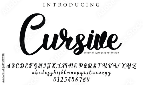 Cursive. Handdrawn calligraphic vector font for hand drawn messages. Modern gentle calligraphy