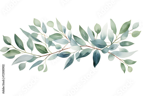 Eucalyptus Leaves Border Watercolor Illustration for Wedding Invitations and Stationery Design