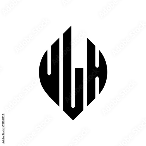 VLX circle letter logo design with circle and ellipse shape. VLX ellipse letters with typographic style. The three initials form a circle logo. VLX circle emblem abstract monogram letter mark vector. photo
