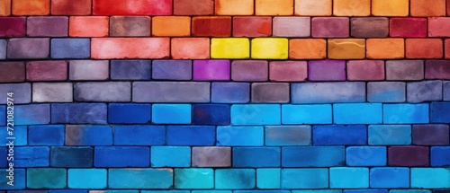 Colorful brick wall background with bricks of various vibrant shades, Ai Generated.