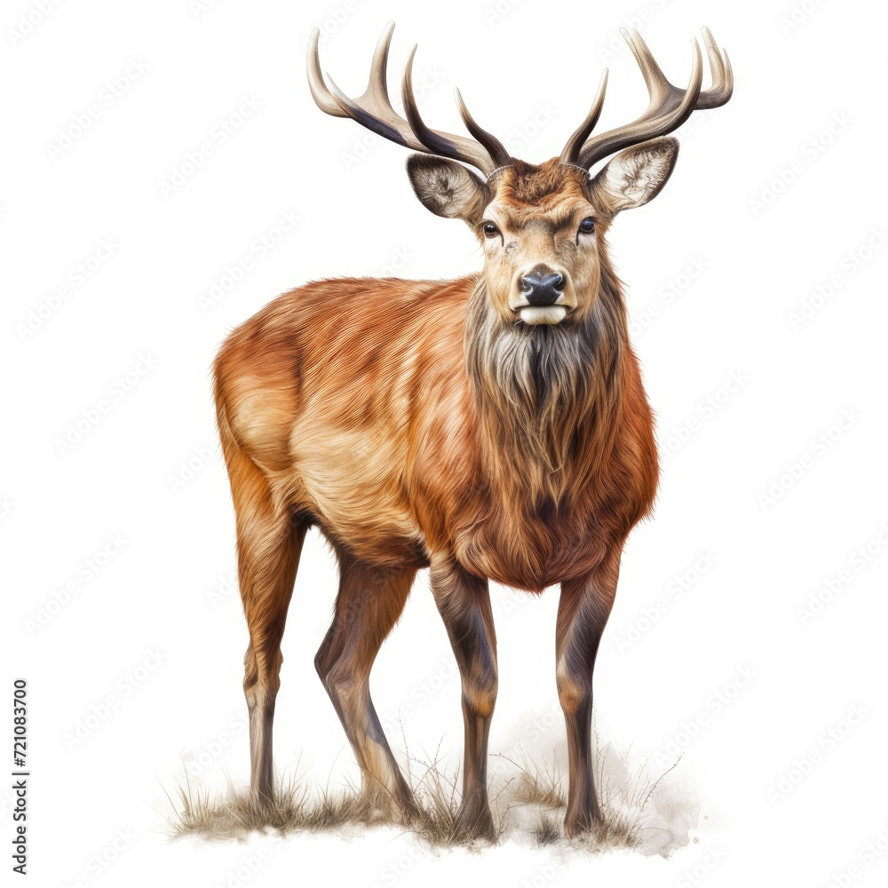 A serene deer stands out on a pure white backdrop, Ai Generated A serene deer stands out on a pure white backdrop, Ai Generated