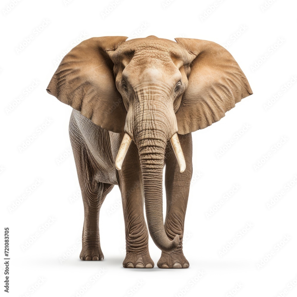 A detailed image of an elephant, set in sharp relief by a white backdrop, Ai Generated