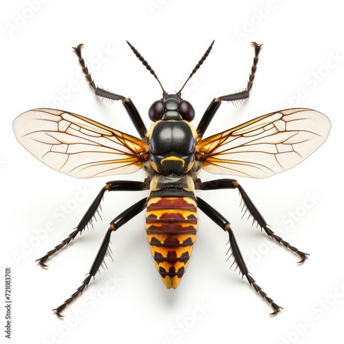 An image showcasing an insect, vividly contrasted with a white backdrop, Ai Generated
