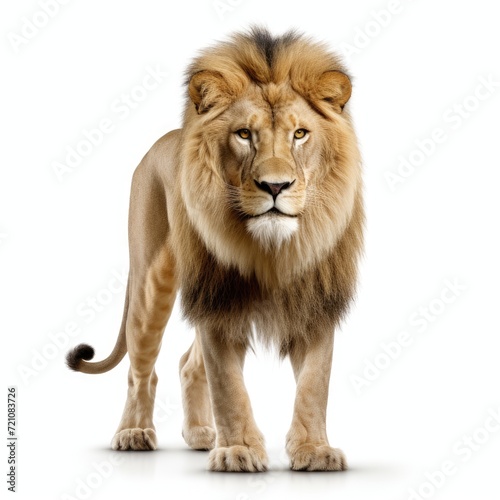 An image showcasing a majestic lion, contrasted with a white backdrop, Ai Generated © Crazy Juke