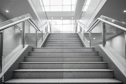 Sleek Corporate Staircase with Metal Railings