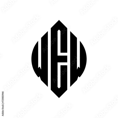 WEW circle letter logo design with circle and ellipse shape. WEW ellipse letters with typographic style. The three initials form a circle logo. WEW circle emblem abstract monogram letter mark vector. photo