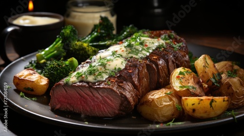 Chateaubriand with Bearnaise Sauce. Best For Banner, Flyer, and Poster photo