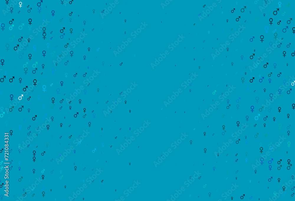 Light blue, green vector pattern with gender elements. Light blue, green vector pattern with gender elements.