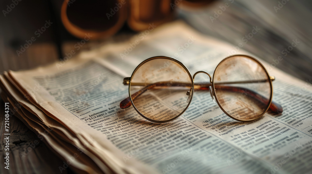 Eyeglasses and Newspaper on table
Eyeglasses and Newspaper on table