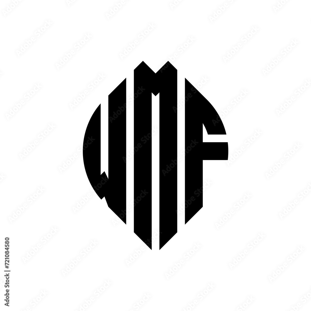 WMF circle letter logo design with circle and ellipse shape. WMF ellipse letters with typographic style. The three initials form a circle logo. WMF circle emblem abstract monogram letter mark vector. WMF circle letter logo design with circle and ellipse shape. WMF ellipse letters with typographic style. The three initials form a circle logo. WMF circle emblem abstract monogram letter mark vector.