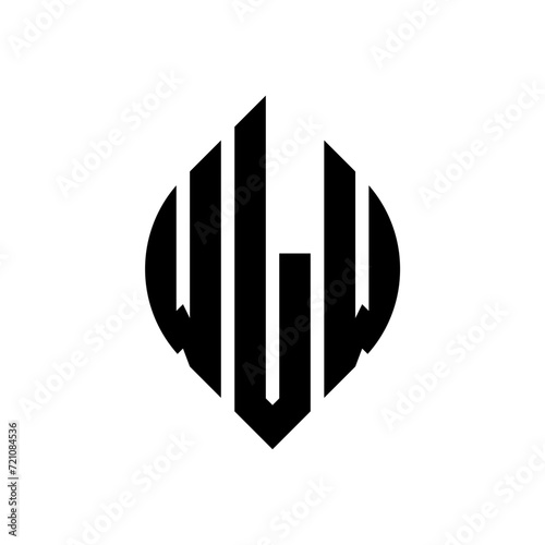 WLW circle letter logo design with circle and ellipse shape. WLW ellipse letters with typographic style. The three initials form a circle logo. WLW circle emblem abstract monogram letter mark vector. photo