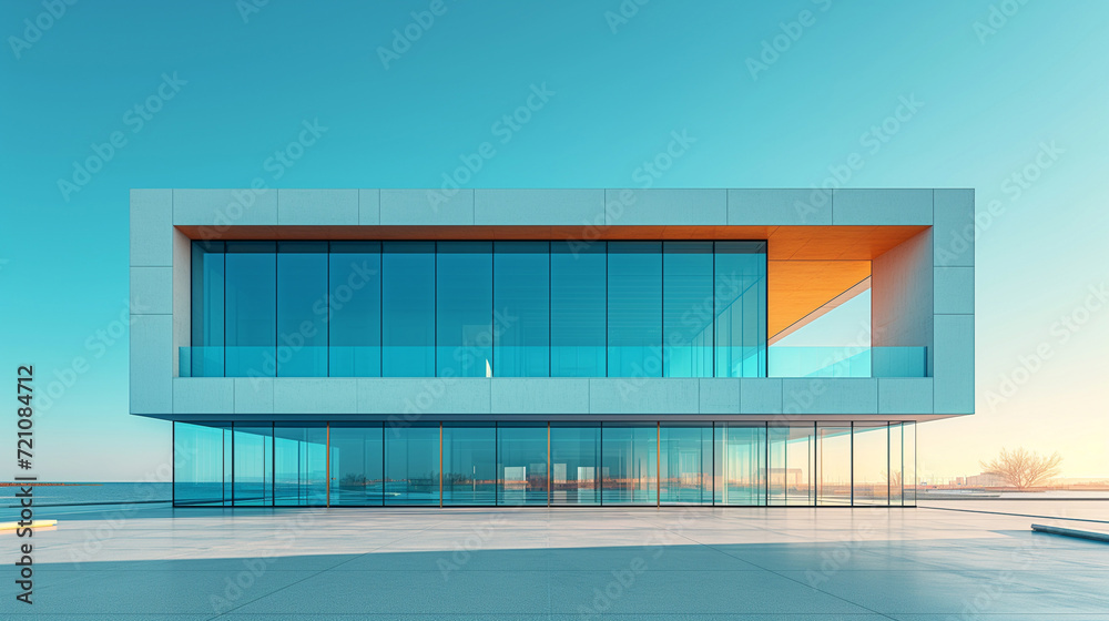 Obraz premium A minimalist architecture shot featuring a sleek. Generative ai.