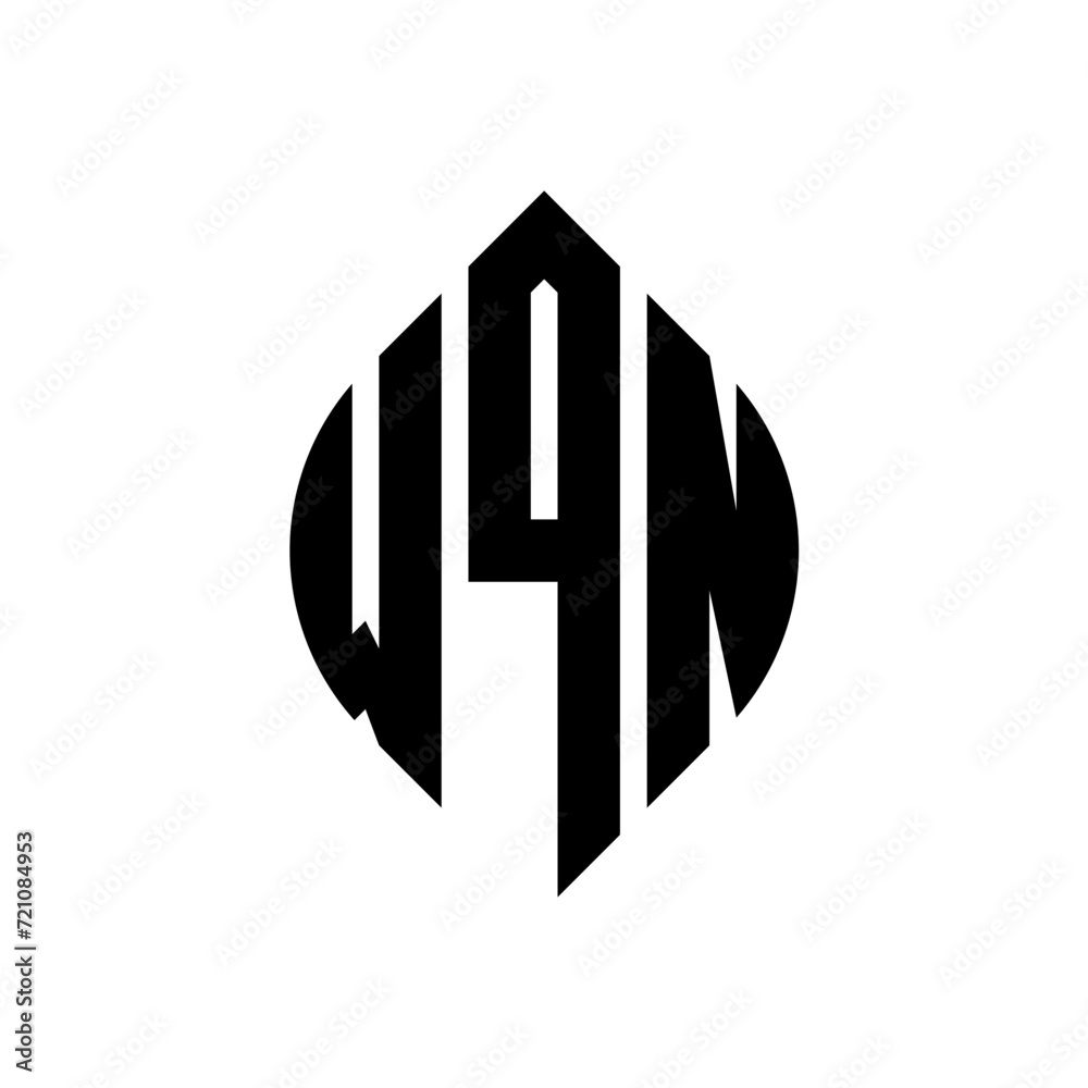 WQN circle letter logo design with circle and ellipse shape. WQN ellipse letters with typographic style. The three initials form a circle logo. WQN circle emblem abstract monogram letter mark vector. WQN circle letter logo design with circle and ellipse shape. WQN ellipse letters with typographic style. The three initials form a circle logo. WQN circle emblem abstract monogram letter mark vector.