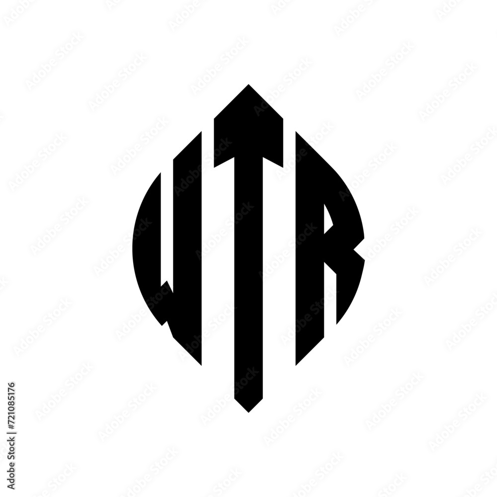 WTR circle letter logo design with circle and ellipse shape. WTR ellipse letters with typographic style. The three initials form a circle logo. WTR circle emblem abstract monogram letter mark vector. WTR circle letter logo design with circle and ellipse shape. WTR ellipse letters with typographic style. The three initials form a circle logo. WTR circle emblem abstract monogram letter mark vector.