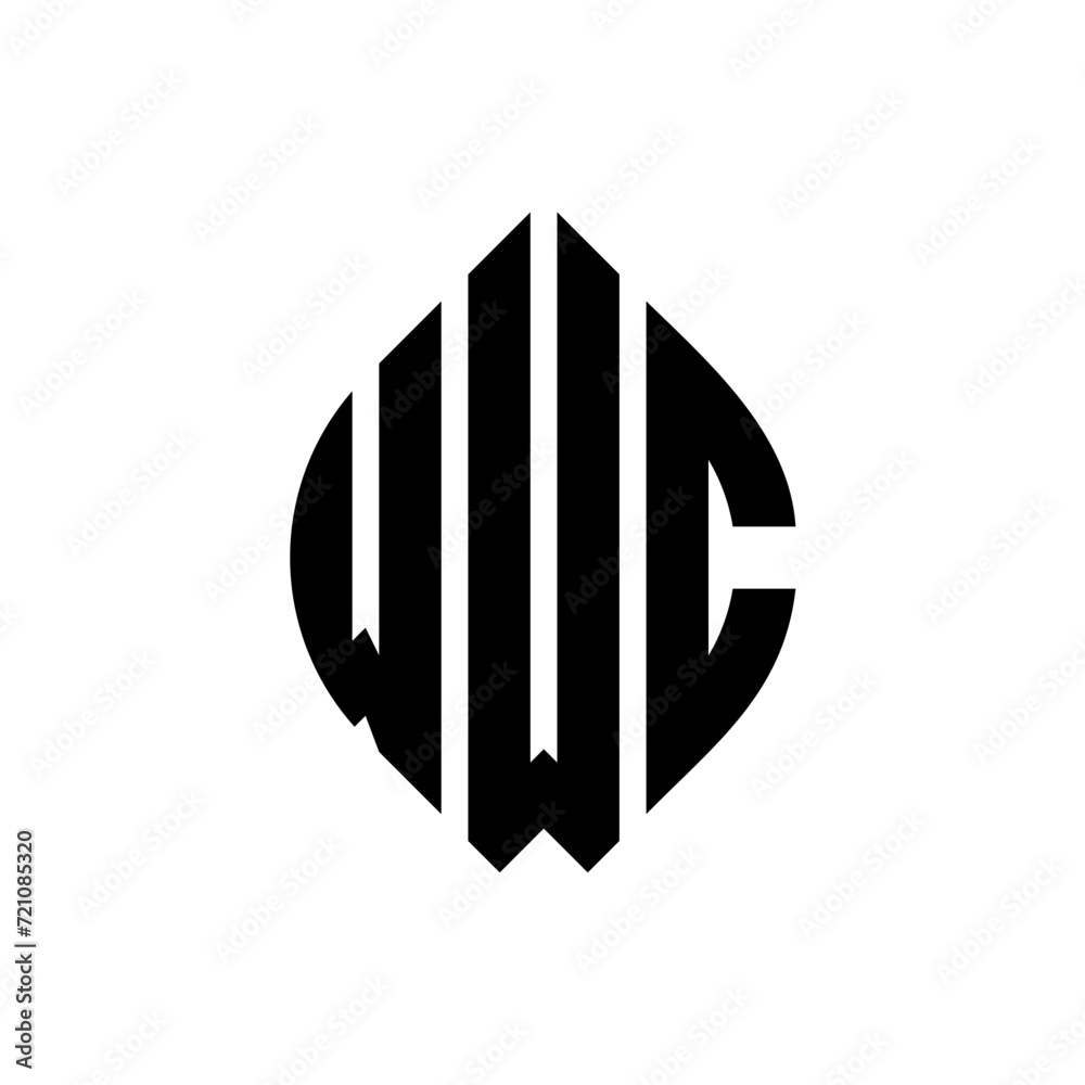 WWC circle letter logo design with circle and ellipse shape. WWC ellipse letters with typographic style. The three initials form a circle logo. WWC circle emblem abstract monogram letter mark vector. WWC circle letter logo design with circle and ellipse shape. WWC ellipse letters with typographic style. The three initials form a circle logo. WWC circle emblem abstract monogram letter mark vector.