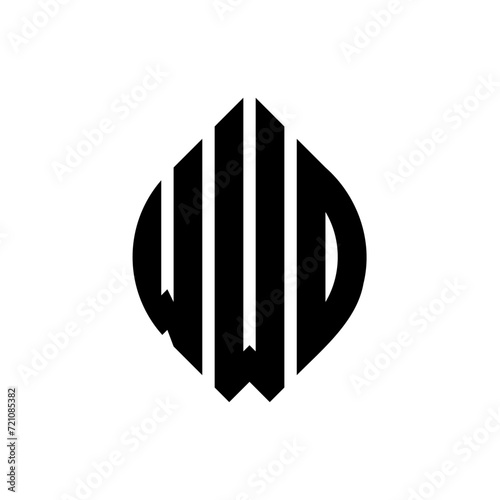 WWO circle letter logo design with circle and ellipse shape. WWO ellipse letters with typographic style. The three initials form a circle logo. WWO circle emblem abstract monogram letter mark vector.