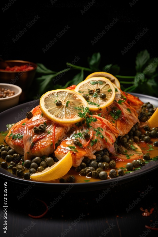 Chicken Piccata with Lemon Caper Sauce. Best For Banner, Flyer, and Poster Chicken Piccata with Lemon Caper Sauce. Best For Banner, Flyer, and Poster