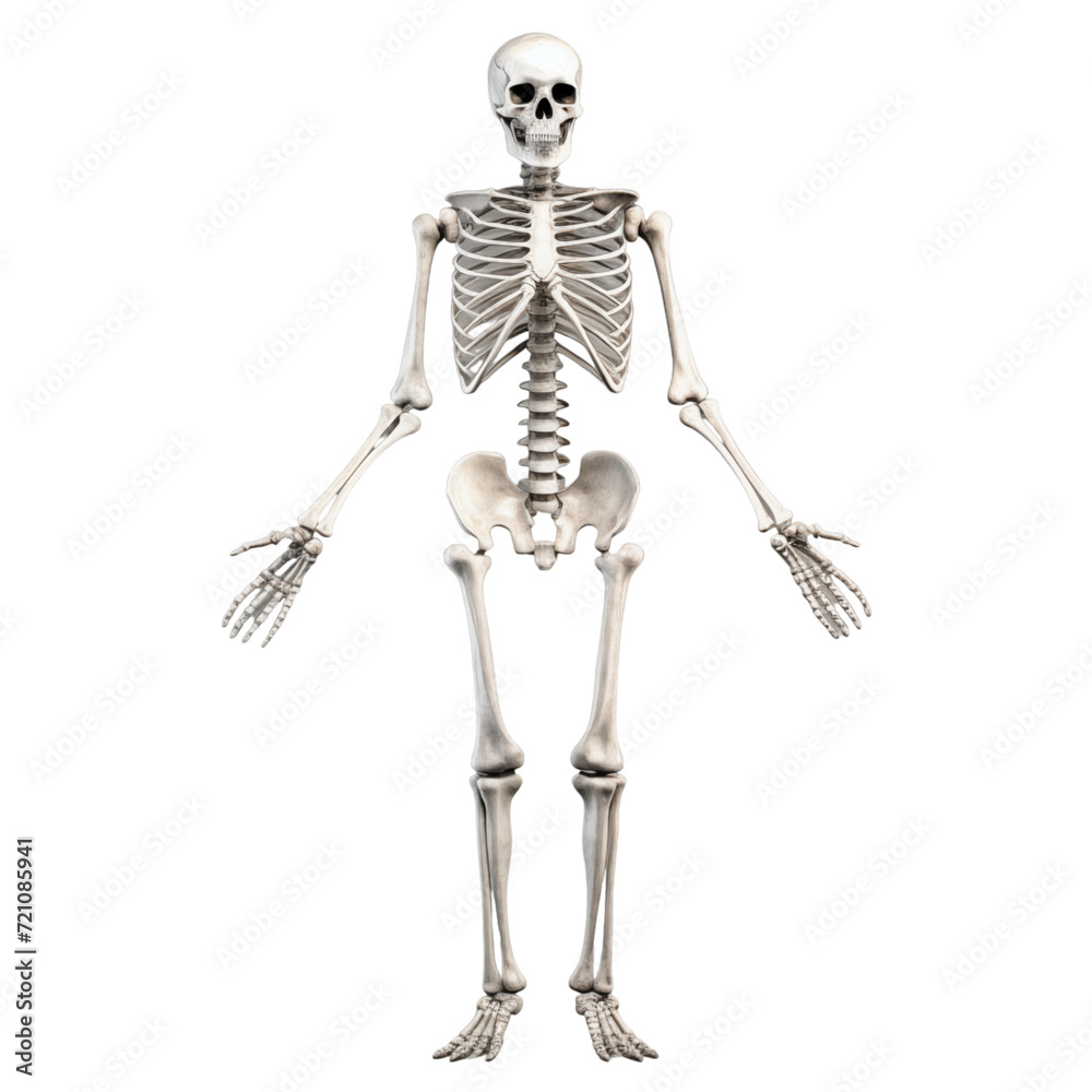 Human skeleton isolated transparent, Generative AI