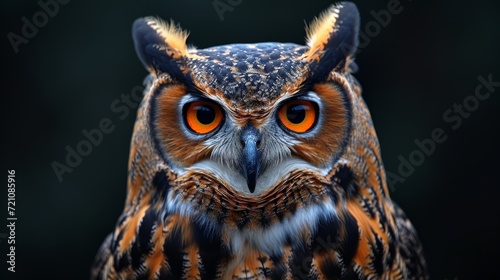 Eurasian Eagle Owl on Black Background © Custom Media