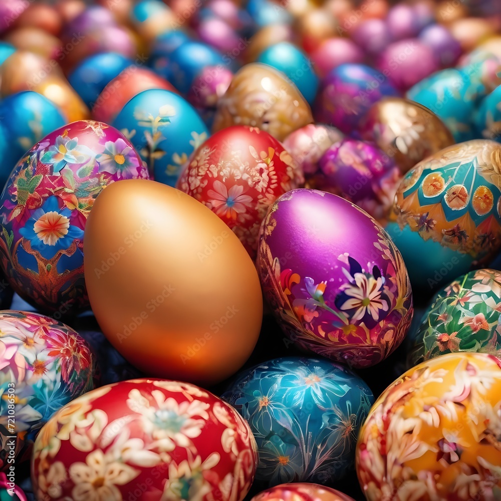 Close-Up of Easter Eggs with Stunningly Detailed Floral Patterns