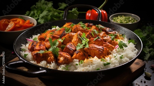 Chicken Tikka Masala with Basmati Rice. Best For Banner, Flyer, and Poster