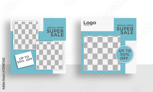 Minimalist for cosmetic super sale  premium vector Instagram social media post template design.