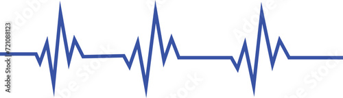 Blue heartbeat pulse line is isolated on a white background. ECG, EKG, Cardiac