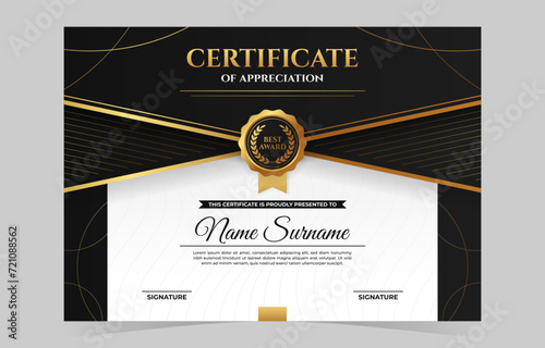 Modern Black Gold Certificate Template